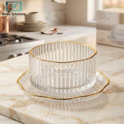 dessert bowl and plate set 6pcs gold rim