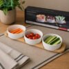 Danny Home Serving Platter Set Bamboo & Ceramic 2 Danny Home bamboo ceramic serving platter set tray with 3 bowls snack dip serving set modern kitchen serveware