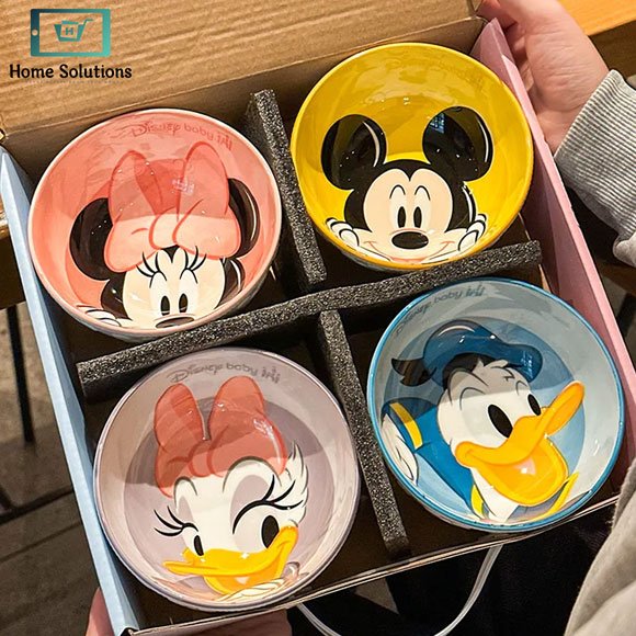 Disney Mickey Minnie Ceramic Dinner Bowls Set of 4 7 Disney Mickey Minnie Ceramic Dinner Bowls Set of 4 - Image 5
