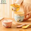 Snoopy ceramic bowl set 4 piece with gift box mixed colors