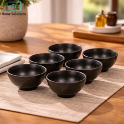 Danny Home 6-piece black matte ceramic dessert bowl set