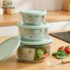 glass food storage box set 3pcs airtight lids
