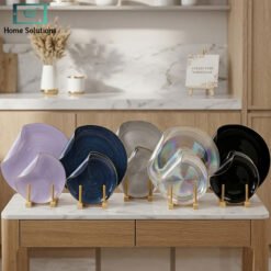 elegant handmade cake set 7 pcs swirl design serving plate with 6 quarter plates luxury tableware gift set