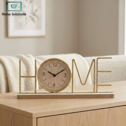 Modern Metal Desk Clock with Wooden Base