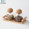 glass jar set with ball cork lid decorative round jars with stand