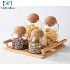 glass jar set with ball cork lid decorative round jars with stand