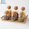 Glass Jar Set 6Pc with Ball Cork Lid and Stand 1 glass jar set with ball cork lid decorative round jars with stand