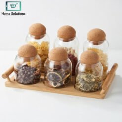 glass jar set with ball cork lid decorative round jars with stand