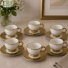 Brilliant Luxury Cup & Saucer Set 6 Pcs - Gold rim 1 luxury cup & saucer set 6 piece ceramic gold rim tea coffee cups premium tableware