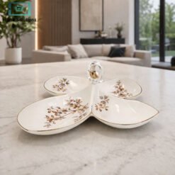 ceramic serving tray 4 section floral design