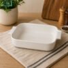 Danny Home Rectangular Roaster Dish 23.3cm 1 Danny Home rectangular roaster dish 23.3cm porcelain baking dish with handles oven safe white casserole dish