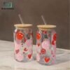 Danny Home printed glass sipper set of 2 with straw