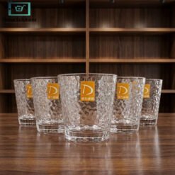 Chinese glass set 6 pcs with golden line