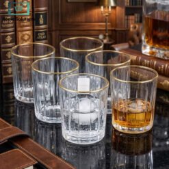 Chinese glass set 6 pcs with golden line