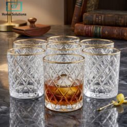 Chinese glass set 6 pcs with golden line