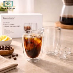 Danny Home double walled americano glasses 400ml set of 2 heat resistant coffee glass cups