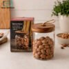 Danny Home Glass Jar 500ml with Acacia Wood Lid 1 Danny Home 750ml glass jar with wood lid airtight