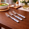3pcs fruit fork set stainless steel floral design mini dessert forks elegant cutlery