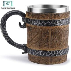 3D Wooden Barrel Coffee Mug Steel & Resin 6 mm1 - Home Solutions