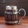 Barrel Shape Stainless Steel Cup with Resin 2 barrel shape stainless steel cup with resin exterior rustic design cold drink mug durable stylish drinkware