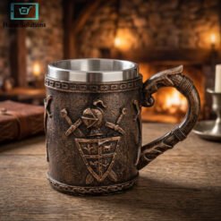 3D knight coffee mug steel and resin medieval armor design unique mug durable drinkware gift item