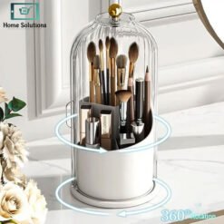 Luxury 360° Rotating Makeup Brush Organizer with Lid 8 or1 - Home Solutions