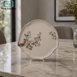 8 inch ceramic dinner plate floral design gold rim