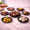 Danny Home opal glass dessert plate set 7pcs black gold rim