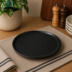 Danny Home ceramic side plate 8 inch black stoneware style snack dessert plate durable tableware