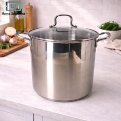 stainless steel stockpot with glass lid large cooking pot for kitchen use