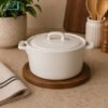 Danny Home Porcelain Casserole Pot 1.2L 1 Danny Home porcelain casserole pot 1.2L white oven safe cooking dish with lid ceramic pot for baking curry stew