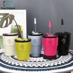 Korean Style Insulated Mug 500ml with Straw and Lid
