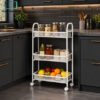 Danny Home 3 tier kitchen storage trolley metal rolling cart with wheels organizer rack