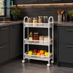 Danny Home 3 tier kitchen storage trolley metal rolling cart with wheels organizer rack