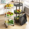 kitchen foldable trolley 3 tier with wheels storage rack organizer for kitchen vegetables and home use space saving design