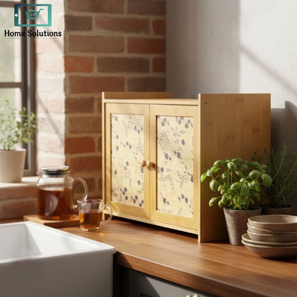 Bamboo Wood 2-Tier Kitchen Counter Cabinet 3 Bamboo Wood 2-Tier Kitchen Counter Cabinet - Image 2