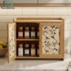 2 tier bamboo wood kitchen counter cabinet