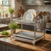 Aluminium Dish Rack 2-Tier with Wooden Handles 1 aluminium 2 tier dish rack with wooden handles