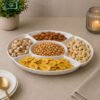 Brilliant Partition Serving Platter 9.75-Inch 2 Brilliant 9.75-Inch White Ceramic 5-Partition Serving Platter with Round Center Bowl
