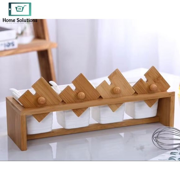 Ceramic Seasoning Set with Bamboo Stand 5 Ceramic Seasoning Set with Bamboo Stand - Image 4