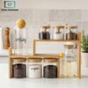 Premium Kitchen Organizer Set Glass & Bamboo 1 glass bamboo kitchen organizer set