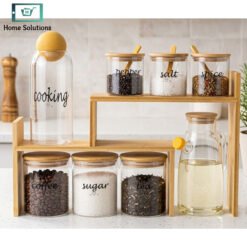 Premium Kitchen Organizer Set Glass & Bamboo 4 setss - Home Solutions