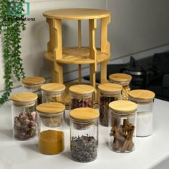 Elegant 10 piece spice storage set 250ml glass jars kitchen organizer