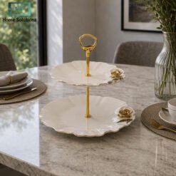 2 tier ceramic cupcake stand floral design