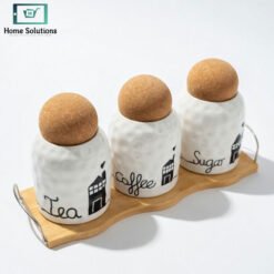 glass storage jar set with cork lid