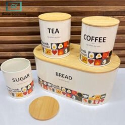 4 piece kitchen storage set bread box and canisters