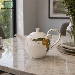 ceramic teapot floral design gold lining