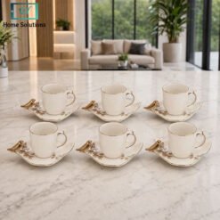 ceramic cup & saucer set golden bird design