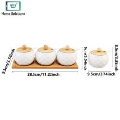 Ceramic Spice Jar Set 3 Pcs with Bamboo Rack 7 tea1 - Home Solutions