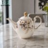 ceramic teapot floral design gold lining